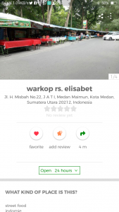 tempat makan 24 jam di Kota Medan, Warkop RS. Elisabeth di Aplikasi Cari Aja